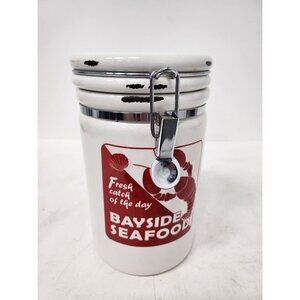 Vtg Home Studio Coastal Collection Ceramic Clam Seafood Theme Canister Container